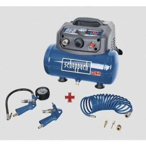 Scheppach - Compresseur 1200W 6L 8bar 192 L/min Avec Accessoires - HC06 3 Scheppach - Compresseur 1200W 6L 8bar 192 L/min Avec Accessoires - HC06