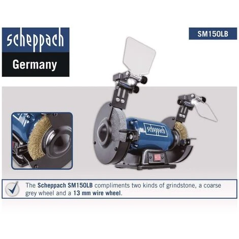 TOURET A MEULER MEULES ET BROSSE MÉTALLIQUE ø150mm SCHEPPACH SM150LB 400W 5 TOURET A MEULER MEULES ET BROSSE MÉTALLIQUE ø150mm SCHEPPACH SM150LB 400W – Image 3