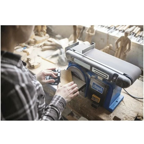 Pack SCHEPPACH Ponceuse à Bande Et à Disque 370W - BTS900 - 3 Bandes Abrasives - 10 Disques Abrasifs - Grain 120 4 Pack SCHEPPACH Ponceuse à Bande Et à Disque 370W - BTS900 - 3 Bandes Abrasives - 10 Disques Abrasifs - Grain 120 – Image 2