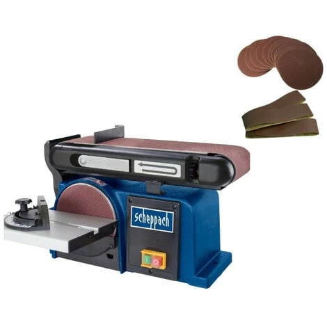 Pack SCHEPPACH Ponceuse à Bande Et à Disque 370W - BTS900 - 3 Bandes Abrasives - 10 Disques Abrasifs - Grain 180 3 Pack SCHEPPACH Ponceuse à Bande Et à Disque 370W - BTS900 - 3 Bandes Abrasives - 10 Disques Abrasifs - Grain 180