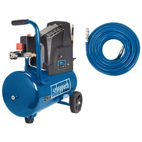 Pack SCHEPPACH Compresseur - 24L - 1100W - HC30ox - Tuyau - 15m 3 Pack SCHEPPACH Compresseur - 24L - 1100W - HC30ox - Tuyau - 15m