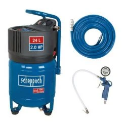Pack SCHEPPACH Compresseur Vertical - 24L - 1500W - HC24V - Tuyau 15m - Poignée De Gonflage Des Pneus à Affichage Digital