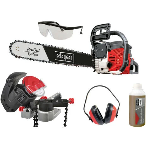 Pack SCHEPPACH Affuteuse De Chaîne - 220 W - KS1200 - Tronçonneuse Thermique ProCut - 51 Cm - 2300 W - CSH58 3 Pack SCHEPPACH Affuteuse De Chaîne - 220 W - KS1200 - Tronçonneuse Thermique ProCut - 51 Cm - 2300 W - CSH58